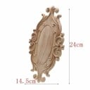 Puinen koriste kaiverretulla ornamentilla 24 × 14,5 cm massiivipuuta vaalea väri koriste huonekaluille oville ja seinille 2