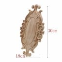 Puinen koriste kaiverretulla ornamentilla 30 × 18 cm massiivipuuta vaaleassa värissä koristeeksi huonekaluille, oville ja seinille 2