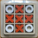 Puinen ristinollapeli 14 x 14 cm Klassinen lautapeli kahdelle pelaajalle Perheen hauska strategiapeli Ajattelua kehittävä Luonnonmukainen muotoilu 3