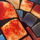 Půlkruhová rohožka s motivem barevných kamenů, 50 x 80 cm, polyester, vícebarevný design pro vstupní dveře a předsíň 4
