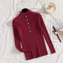 Pull à col roulé pour femme avec boutons et poches 15