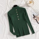 Pull à col roulé pour femme avec boutons et poches 13