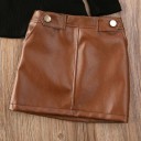 Pull à col roulé pour fille et jupe en cuir L1352 3