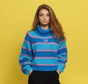 Pull à col roulé rayé pour femmes 2