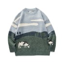 Pull avec motif de vache 1