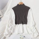 Pull col roulé combiné pour femmes G346 3