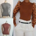 Pull col roulé femme avec des manches transparentes 3