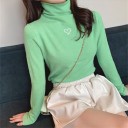 Pull col roulé pour femmes avec cœur 7