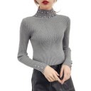 Pull col roulé pour femmes avec perles 3