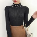 Pull col roulé pour femmes avec perles 1