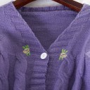 Pull court pour femme avec broderie de roses 2
