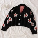 Pull court pour femmes avec des fleurs 4