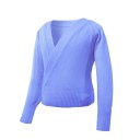 Pull de ballet pour fille avec un devant croisé et un décolleté en V, haut de danse en tricot en coton pour l'échauffement et les cours de ballet 4