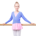 Pull de ballet pour fille avec un devant croisé et un décolleté en V, haut de danse en tricot en coton pour l'échauffement et les cours de ballet 6