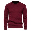 Pull en coton pour homme à manches longues et col rond Pull en maille uni Mode décontractée élégante Vêtements d'automne et d'hiver 15
