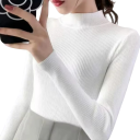 Pull en maille pour femme avec col roulé en coton et acrylique Pull uni chaud à manches longues Taille universelle pour l'automne et l'hiver 6