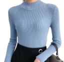 Pull en maille pour femme avec col roulé en coton et acrylique Pull uni chaud à manches longues Taille universelle pour l'automne et l'hiver 8