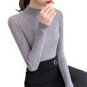 Pull en maille pour femme avec col roulé en coton et acrylique Pull uni chaud à manches longues Taille universelle pour l'automne et l'hiver 10