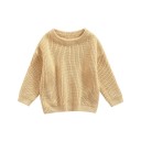 Pull en tricot pour bébé Haut ample à manches longues d'automne et d'hiver Pull uni en acrylique et coton pour filles et garçons 12