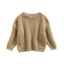 Pull en tricot pour bébé Haut ample à manches longues d'automne et d'hiver Pull uni en acrylique et coton pour filles 17