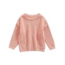 Pull en tricot pour bébé Haut ample à manches longues d'automne et d'hiver Pull uni en acrylique et coton pour filles 5