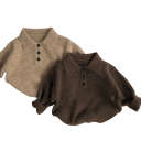 Pull en tricot pour enfants avec col et boutons mi-hauteur en coton acrylique polyester uni doux haut d'automne pour garçons et filles style peluche 6