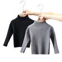 Pull en tricot pour enfants avec col montant Coton Viscose Pull uni à manches longues Haut chaud d'automne et d'hiver pour garçons et filles Bébés 4