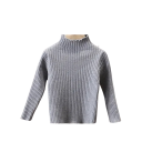 Pull en tricot pour enfants avec col montant Coton Viscose Pull uni à manches longues Haut chaud d'automne et d'hiver pour garçons 1