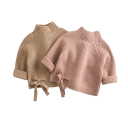 Pull en tricot pour enfants avec col roulé et nœud en satin Acrylique Uni Pull de printemps pour bébés Garçons et filles Différentes couleurs Tricot doux 7