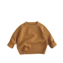 Pull en tricot pour enfants en coton pur style vintage pull uni pour garçons et filles avec col rond haut doux pour tout-petits 5