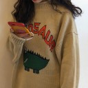 Pull en tricot pour femme avec dinosaure 2
