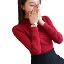 Pull en tricot pour femme en coton et polyester avec décolleté rond Pull élégant uni à manches longues Taille universelle pour un usage quotidien 2