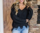 Pull en tricot pour femmes avec déchirures 3