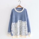 Pull en tricot pour femmes avec des chats 1