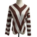 Pull en tricot pour femmes avec des rayures A2274 1