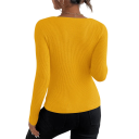 Pull en tricot pour femmes en coton et acrylique avec décolleté en V Pull uni élégant à manches longues Taille universelle pour un usage quotidien 3