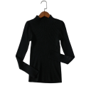 Pull en tricot pour femmes en coton et acrylique avec un col rond Pull élégant uni à manches longues Taille universelle pour un usage quotidien 4