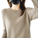 Pull en tricot pour femmes en polyester et acrylique avec décolleté rond Pull élégant uni à manches longues Taille universelle pour un usage 4