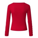 Pull féminin avec décolleté et boutons 2