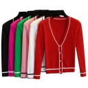 Pull femme à rayures et boutons 1