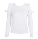 Pull femme avec des découpes à volants sur les épaules J2449 16