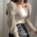 Pull femme avec des manches bouffantes G404 1