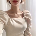 Pull femme avec des manches bouffantes G404 2