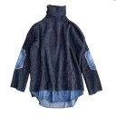 Pull femme avec empiècement en denim 1