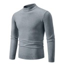 Pull homme à col roulé Pull en tricot uni avec encolure ronde Manches longues Pull élégant d'hiver et d'automne Polyester Différentes couleurs 1