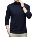 Pull homme à col roulé Pull en tricot uni avec encolure ronde Manches longues Pull élégant d'hiver et d'automne Polyester Différentes couleurs 5