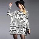 Pull long pour femme avec imprimé de journal 7
