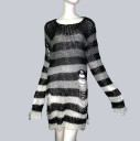 Pull long rayé pour femme avec déchirures 9