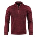 Pull pour homme à manches longues et col roulé avec zip semi-automatique Pull en polyester uni Élégant et confortable pull moderne plusieurs couleurs 7