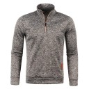Pull pour homme à manches longues et col roulé avec zip semi-automatique Pull en polyester uni Élégant et confortable pull moderne plusieurs couleurs 10